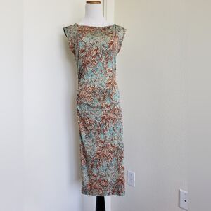 Diane Von Furstenberg Midi Shift Dress Animal Print 100% silk Size 8